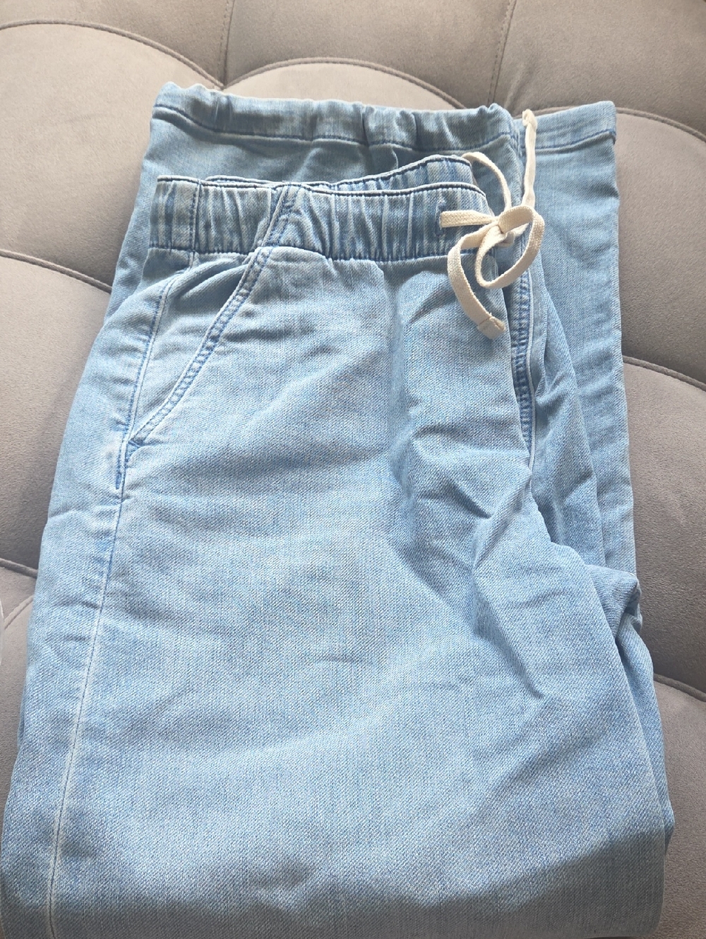 American Eagle Dreamy Drape Cozy Baggy Jogger - Light Blue Denim